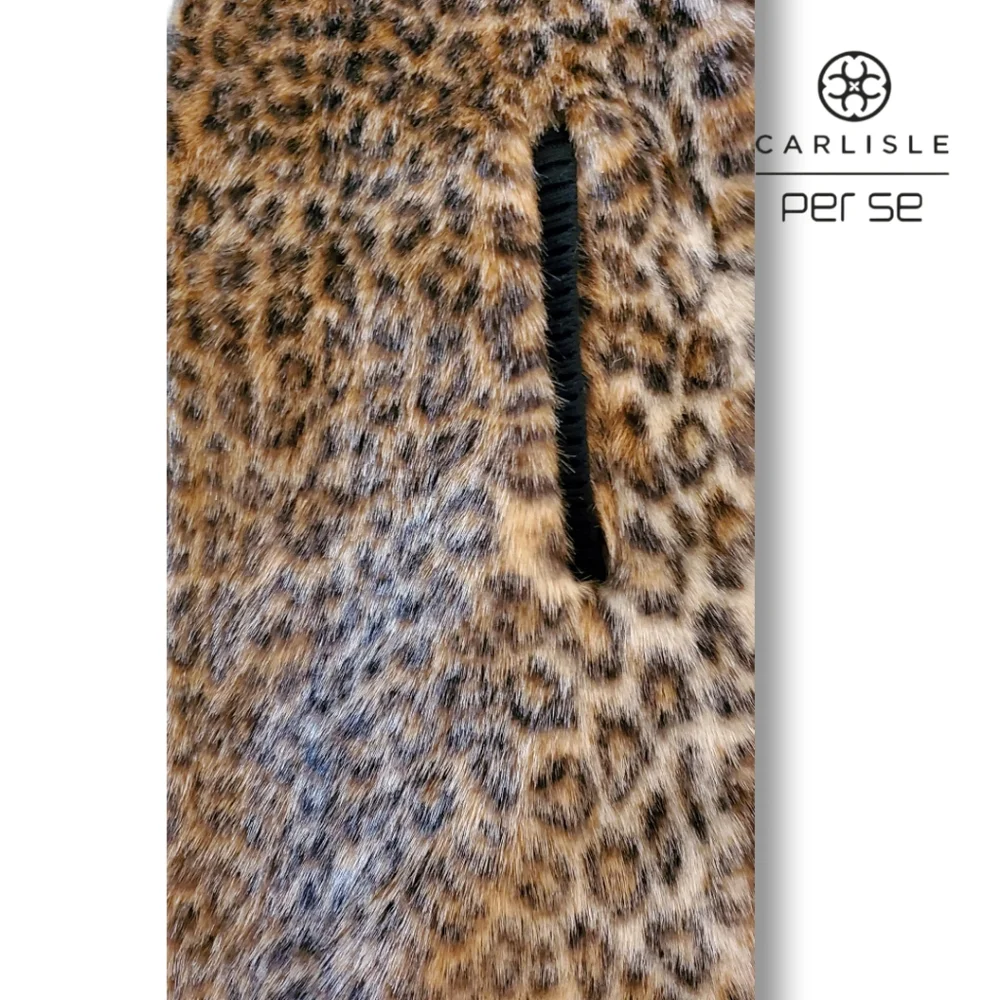 Per Se Carlisle Collection Faux Fur Leopard Print Vest with Zippered Pockets - Picture 5 of 10